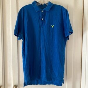 American Eagle Outfitters Men's Blue Polo Shirt